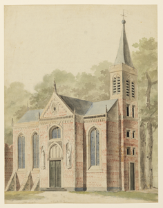 29263 Opstand van de noord- en de westgevel van de Nederlands Hervormde kerk (1e Dorsstraat 1) te Zeist, verbouwd ...